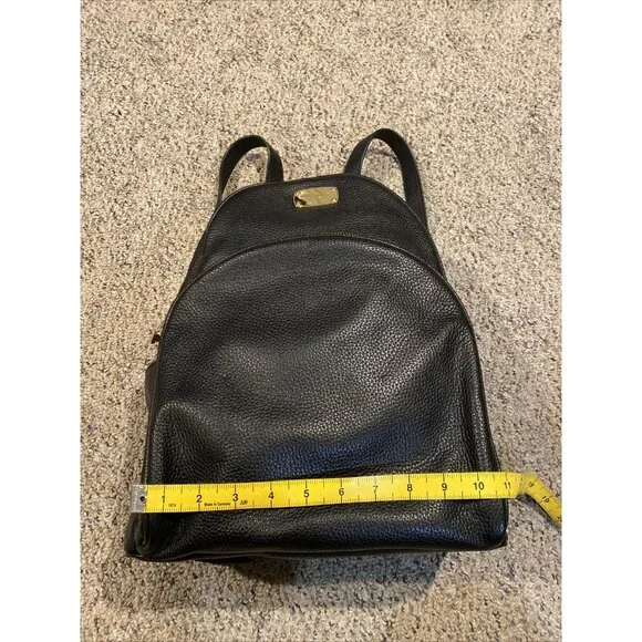 Michael Kors Black Leather Abbey Backpack Black Gold